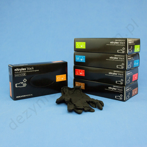 Nitrylex BLACK rękawice nitrylowe bezpudrowe czarne (100 szt.)