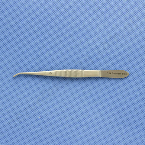 Pinceta okulistyczna 12 cm 1/2 ząbki (wąska) - zagięta