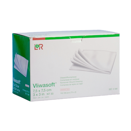 VLIWASOFT Sterile 7,5 x 7,5 cm. Kompresy włókninowe 4. warst. (75 x 2 szt.) sterylne.