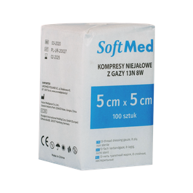 Kompresy gazowe 13. nitkowe 8. warstwowe 5 x 5 cm (100 szt.) - SoftMed