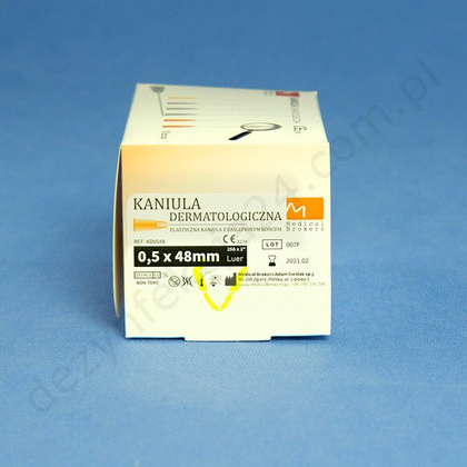 Kaniula dermatologiczna 25G 0,5 x 50 mm z zamkniętym końcem i otworem bocznym (1 szt.)