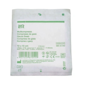 Kompresy gazowe 17. nitkowe 8. warst. 10 x 10 cm. (3 szt.) sterylne - L&R