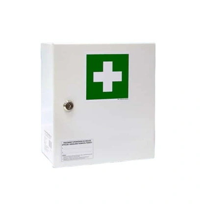 Apteczka ścienna, stalowa „20” DIN 13164 + aparat do sztucznego oddychania