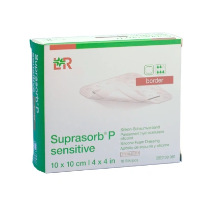 Opatrunek piankowy SUPRASORB P Sensitive border 10 x10 cm (10 szt.)
