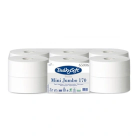 Papier toaletowy mini Jumbo 2-warstwowy, biały, 170 m (12 rolek), kompatybilny z T2 - BulkySoft Premium