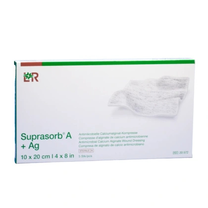 SUPRASORB A+Ag 10 x 20 cm. Opatrunek przeciwbakteryjny ze srebrem (5 szt.)