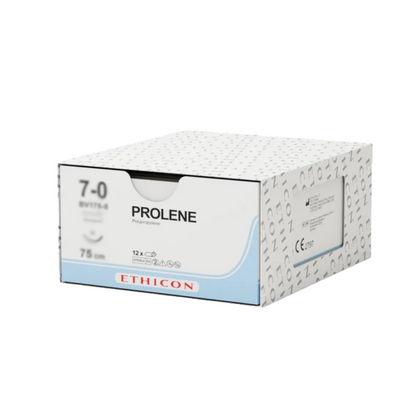 Nici PROLENE 7/0, ig. 8 mm, 3/8 koła, odwrotnie tnąca / 75 cm - monofilament, niewchłanialne (12 szt.) - Johnson