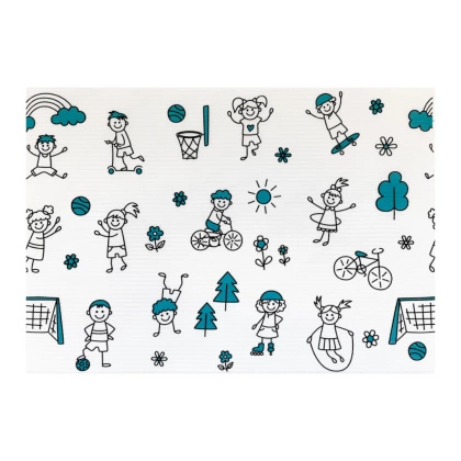 Podkład podfoliowany w rolce 33 cm x 20 m, perforacja co 50 cm - dziecięcy, niebieskie wzorki