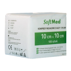 Kompresy gazowe 17. nitkowe 8. warst. 10 x 10 cm  (100 szt.) - SoftMed