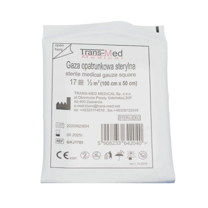 Gaza opatrunkowa 17. nitkowa 1/2 m2, STERYLNA - TM