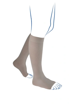 Venoflex Elegance podkolanówki normal, odkryte palce, beżowe rozm. 4