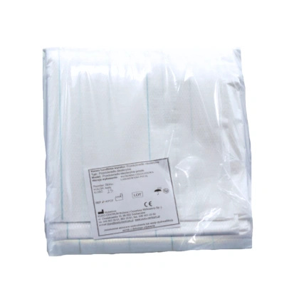 Prześcieradło podfoliowane 80 x 210 cm - białe w paski (25 szt.)