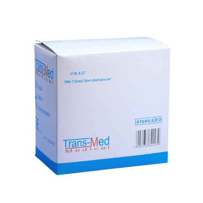 Kompresy gazowe 17. nitkowe 8. warst. 7,5 x 7,5 cm. (op. 100 x 3 szt.) sterylne - TM