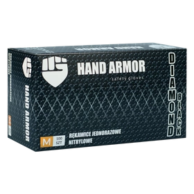 Rękawice nitrylowe, bezpudrowe, wytrzymałe, czarne (100 szt.) - Hand Armor