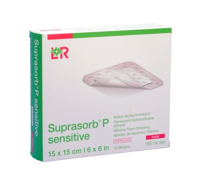 Opatrunek piankowy SUPRASORB P Sensitive border 15 x 15 cm (10 szt.)