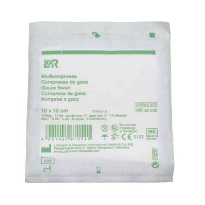 Kompresy gazowe 17. nitkowe 8. warst. 10 x 10 cm. (3 szt.) sterylne - L&R