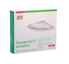 Opatrunek piankowy SUPRASORB P Sensitive border 15 x 15 cm (10 szt.)