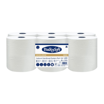 Ręcznik papierowy autocut PRO 3-warstwowy, biały, 150 m (6 rolek) - BulkySoft