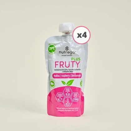 Nutrego FRUTY PLUS 4 x 175 ml z zawartością malin