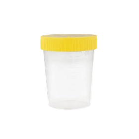 Pojemnik do moczu 100 ml. niesterylny, nakrętka <ŻÓŁTA> (30 szt.) - Bene