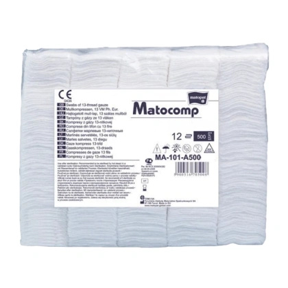 Kompresy gazowe 13. nitkowe 12. warst. 9 x 9 cm. (500 szt.) - Matopat