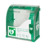 Szafa na defibrylator zielona zewnętrzna z alarmem dźwiękowym