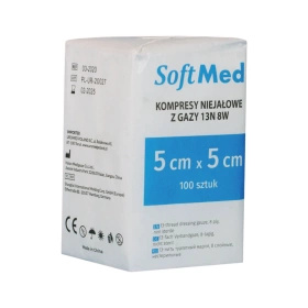 Kompresy gazowe 13. nitkowe 8. warstwowe 5 x 5 cm (100 szt.) - SoftMed