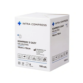 Kompresy gazowe 17. nitkowe 8. warst. 10 x 10 cm (100 szt.) - Intra Med