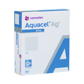 Aquacel Ag + Extra - opatrunek hydrowłóknisty 10 x 10 cm (10 szt.) - ConvaTec