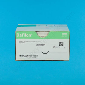 Nici DAFILON 5/0 DS12 Ig. 12 mm T 75 cm, 3/8 koła, odwrotnie tnąca - niewchłanialne, monofilament, poliamid, niebieska (36 szt.)