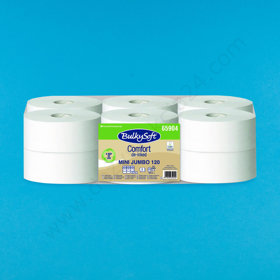 Papier toaletowy mini Jumbo 2-warstwowy, biały, 120 m (12 rolek), kompatybilny z T2 - BulkySoft