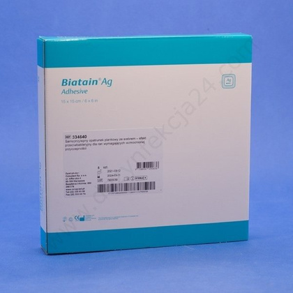 Biatain Ag Adhesive - opatrunek piankowy przylepny ze srebrem 15 x 15 cm. (1 szt.)