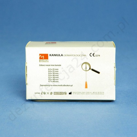 Kaniula dermatologiczna 25G 0,5 x 50 mm z zamkniętym końcem i otworem bocznym (1 szt.)