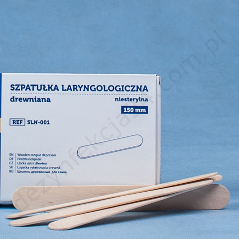 Szpatułka laryngologiczna drewniana (100 szt.) - niesterylna